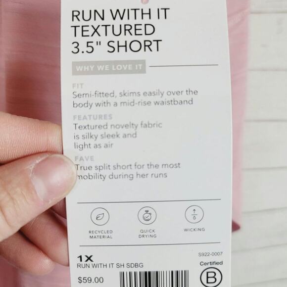 Athleta Run With It Textured 3.5" Short Space Dye Begonia Pink, sz 1x - Picture 3 of 12
